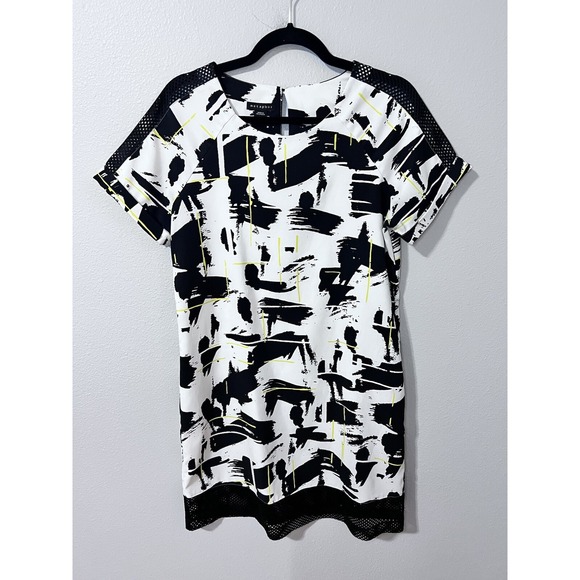 Metaphor Dresses & Skirts - Metaphor‎ Shift Dress Abstract Mesh Black White Yellow Medium